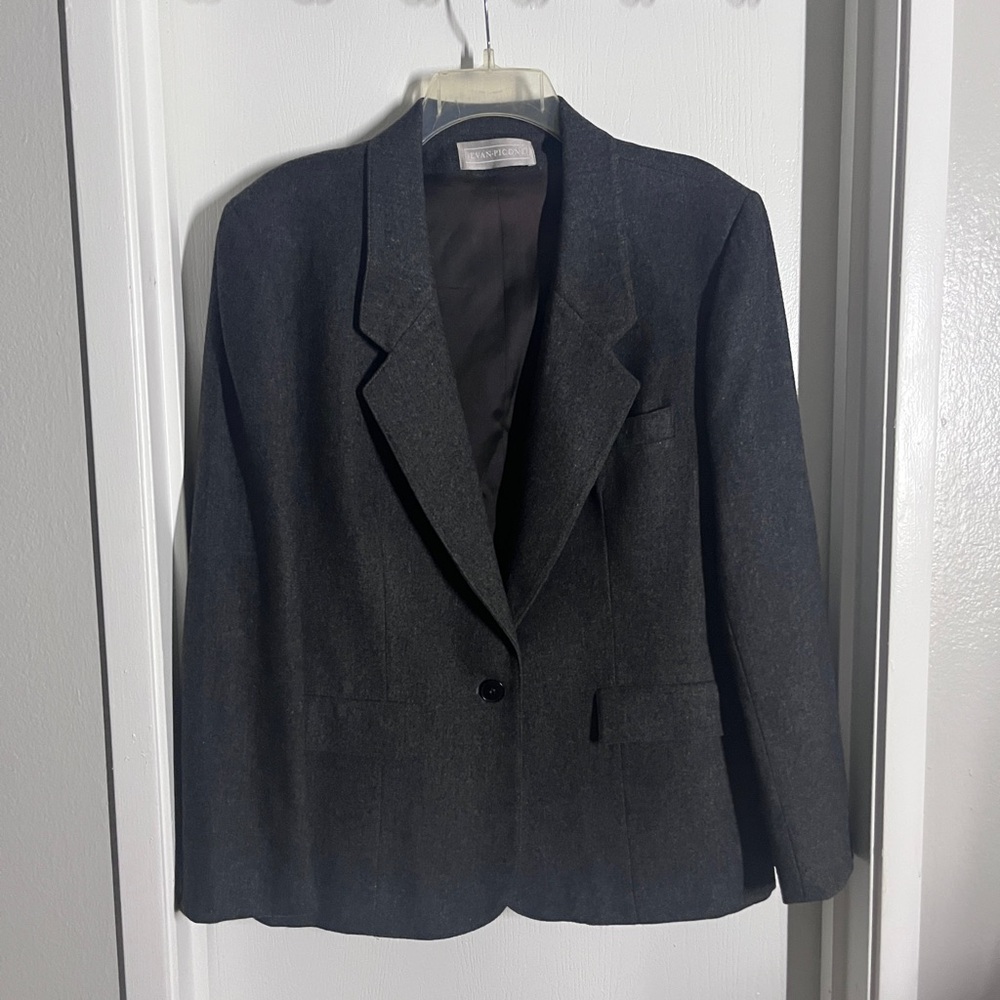 Evan Picone Charcoal Blazer - Lined